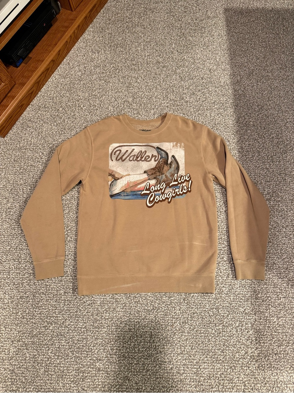 Morgan Wallen Long Live Cowgirls Tan Crewneck Sweatshirt Concert Merch